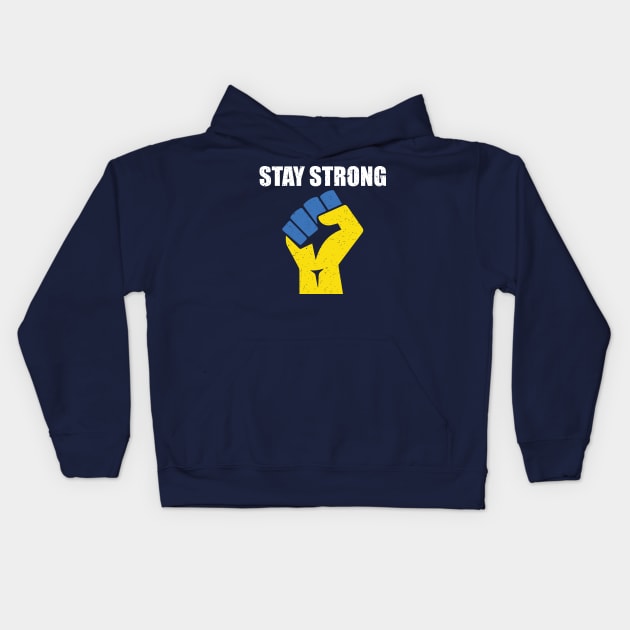 Ukraine Strong Retro Vintage Flag Kids Hoodie by Teeartspace